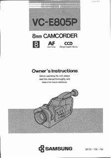 Samsung VC E 805 P manual. Camera Instructions.
